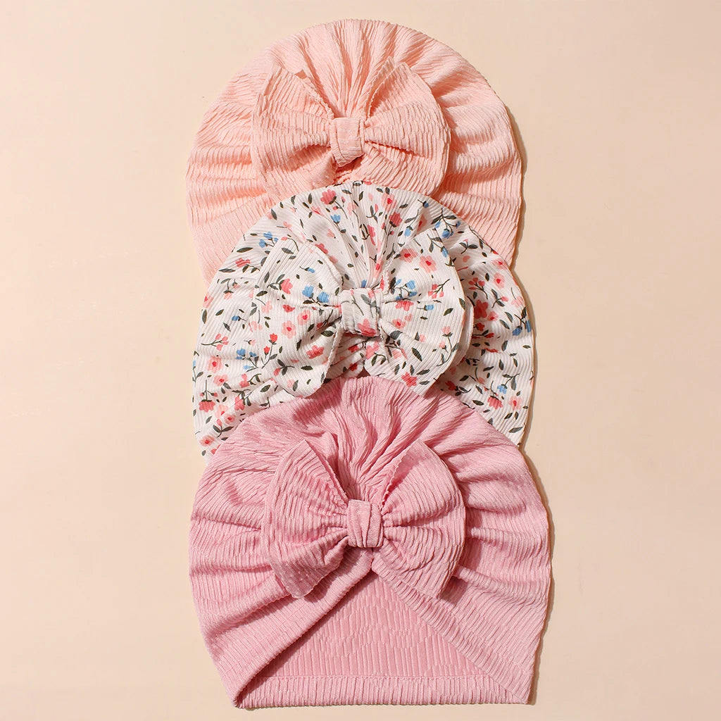 Lot de 3 Bonnets Turban Bébé avec Nœud – Doux, Élégants et Confortables 1AN-2ANS
