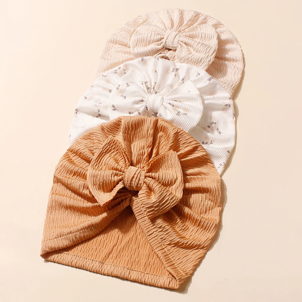Lot de 3 Bonnets Turban Bébé avec Nœud – Doux, Élégants et Confortables 1AN-2ANS