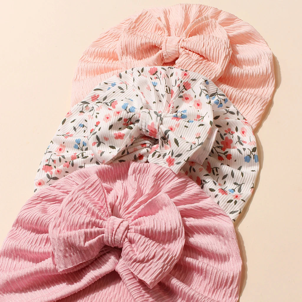 Lot de 3 Bonnets Turban Bébé avec Nœud – Doux, Élégants et Confortables 1AN-2ANS