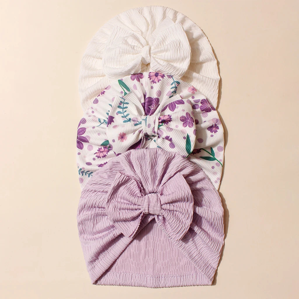 Lot de 3 Bonnets Turban Bébé avec Nœud – Doux, Élégants et Confortables 1AN-2ANS