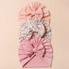 Lot de 3 Bonnets Turban Bébé avec Nœud – Doux, Élégants et Confortables 1AN-2ANS