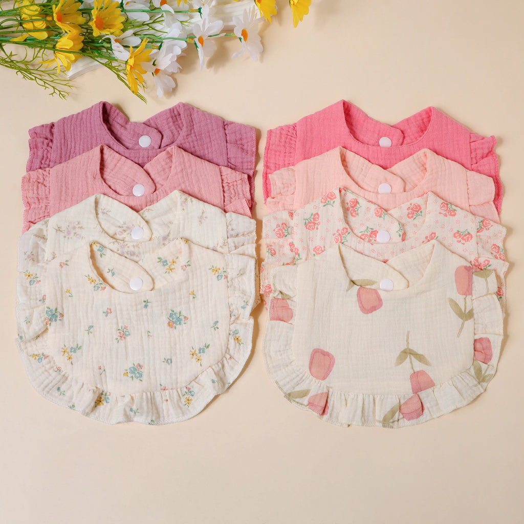 Lot de 4 bavoirs bandana en mousseline de coton | Doux, absorbants & réglables pour bébé