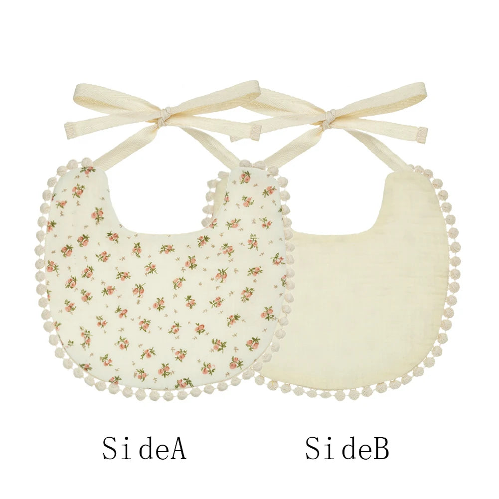 Bavoir bébé en mousseline de coton | Double face, absorbant et réglable
