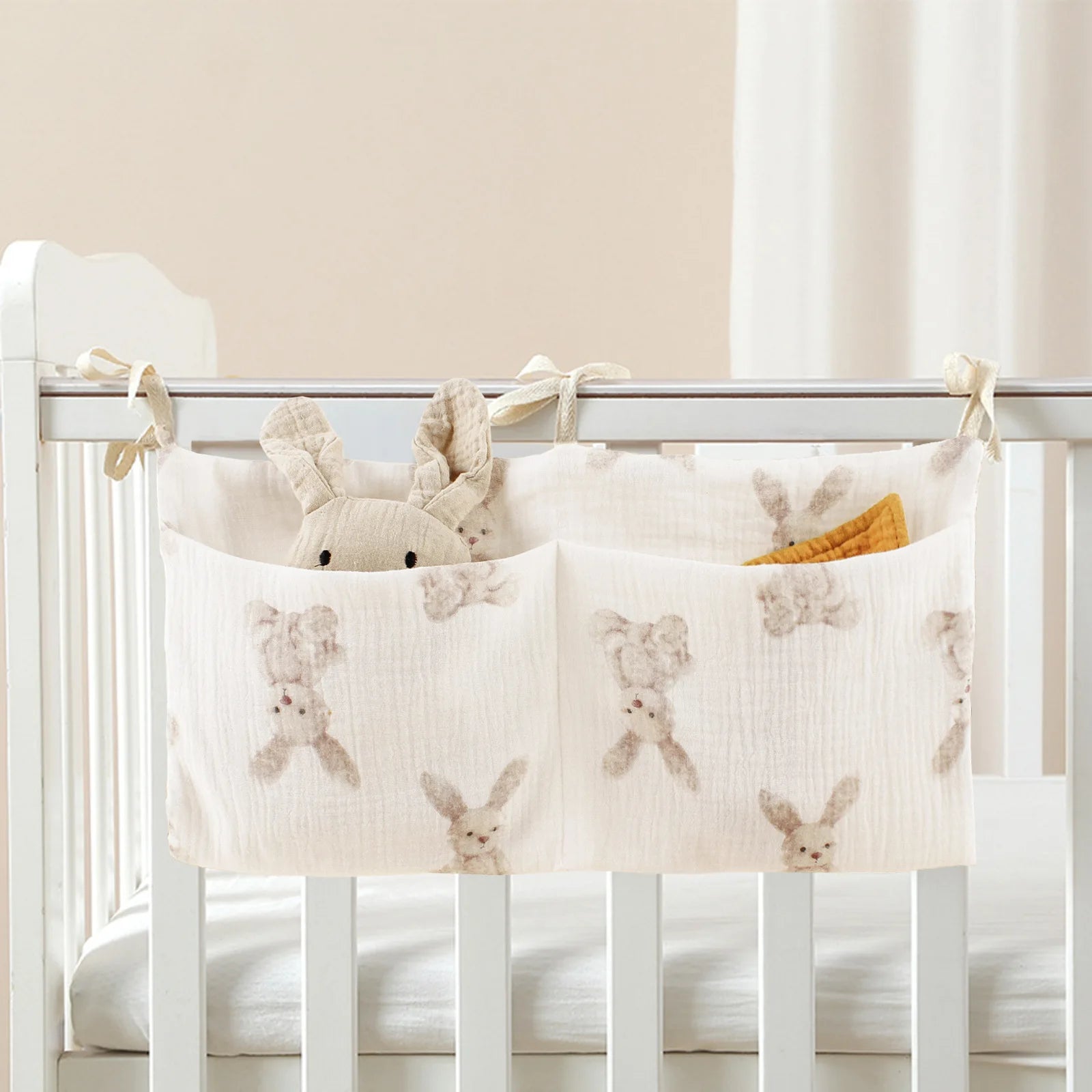 Organisateur de Lit Bébé en Coton – Rangement Suspendu