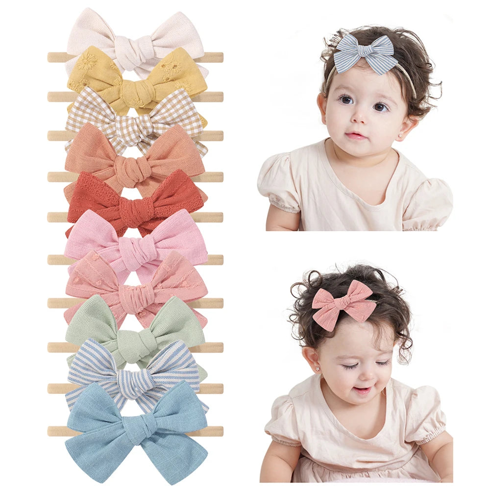 Lot de 10 bandeaux à nœud pour bébé fille – Nylon ultra doux