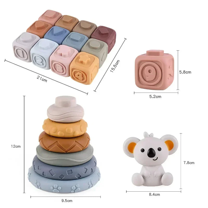 Blocs Montessori en Silicone – Éveil & Dentition