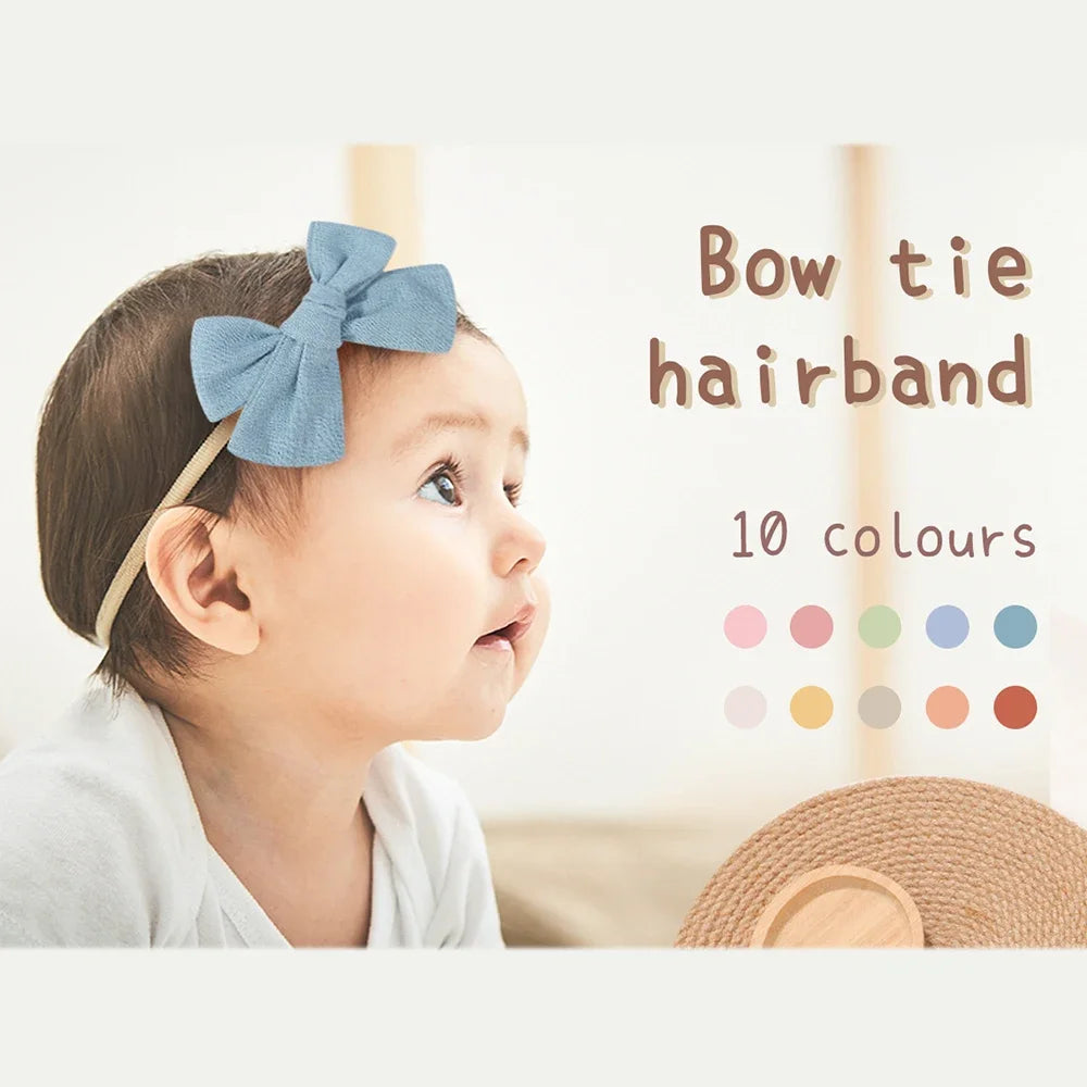 Lot de 10 bandeaux à nœud pour bébé fille – Nylon ultra doux