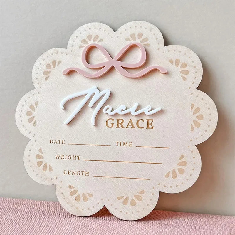 Plaque de naissance personnalisée en bois – Nœud