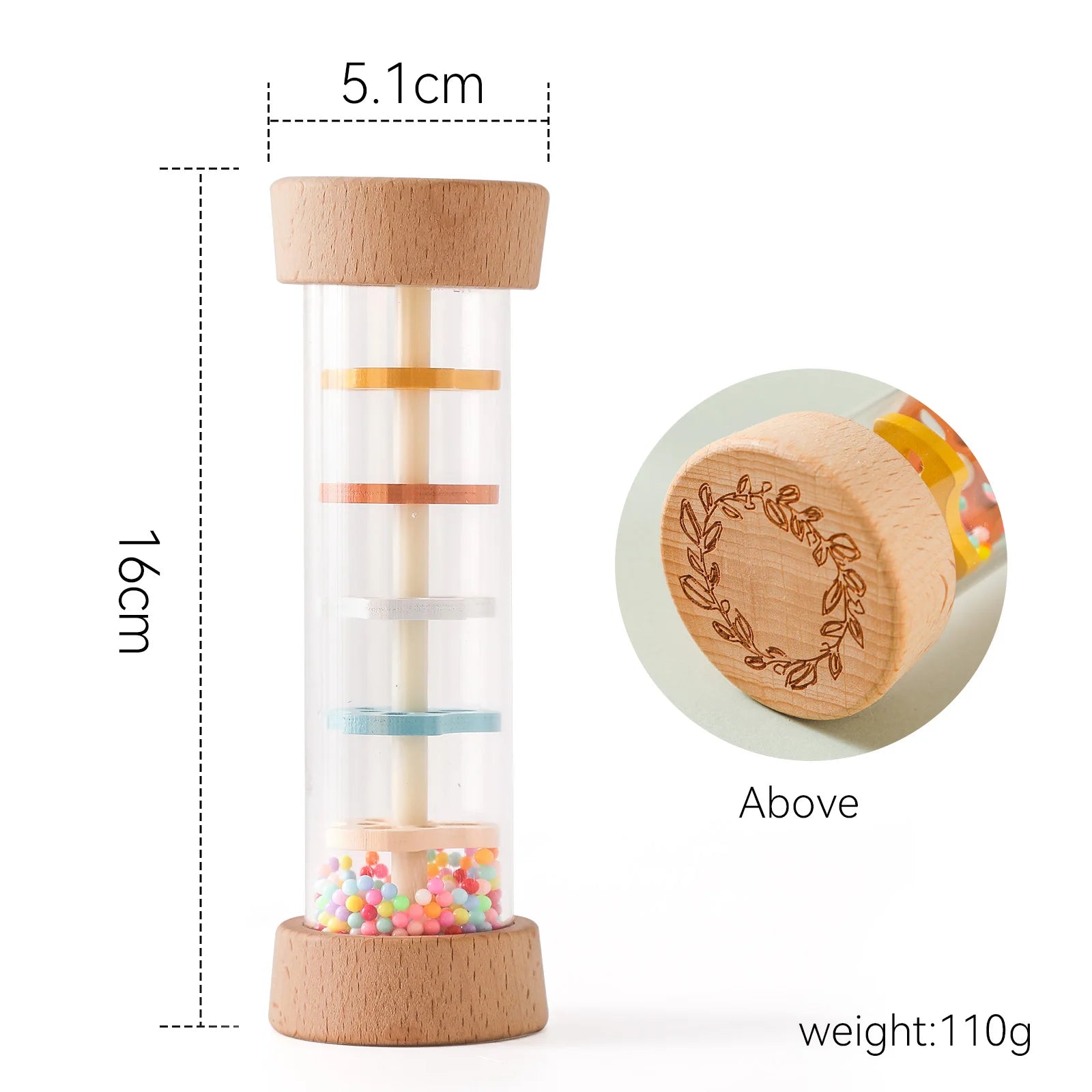Hochet Pluie Montessori en Bois – Éveil Sensoriel