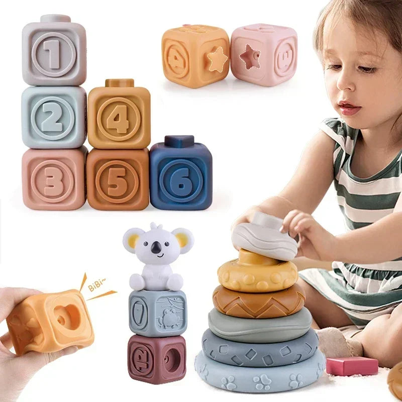 Blocs Montessori en Silicone – Éveil & Dentition