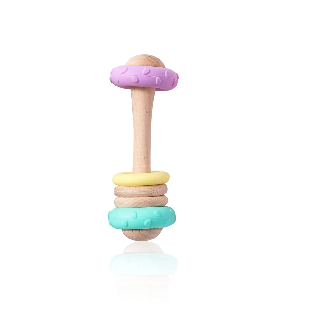 Hochet de Dentition en Silicone & Bois Naturel