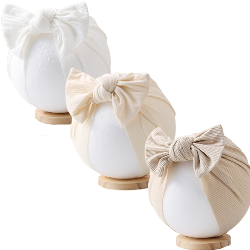 Lot de 3 Bonnets Turban Bébé en Coton – Doux, Extensibles et Élégants