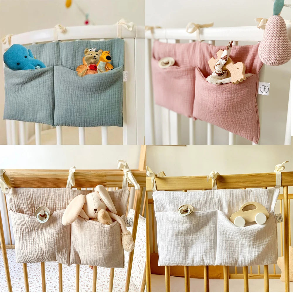 Organisateur de Lit Bébé en Coton – Rangement Suspendu