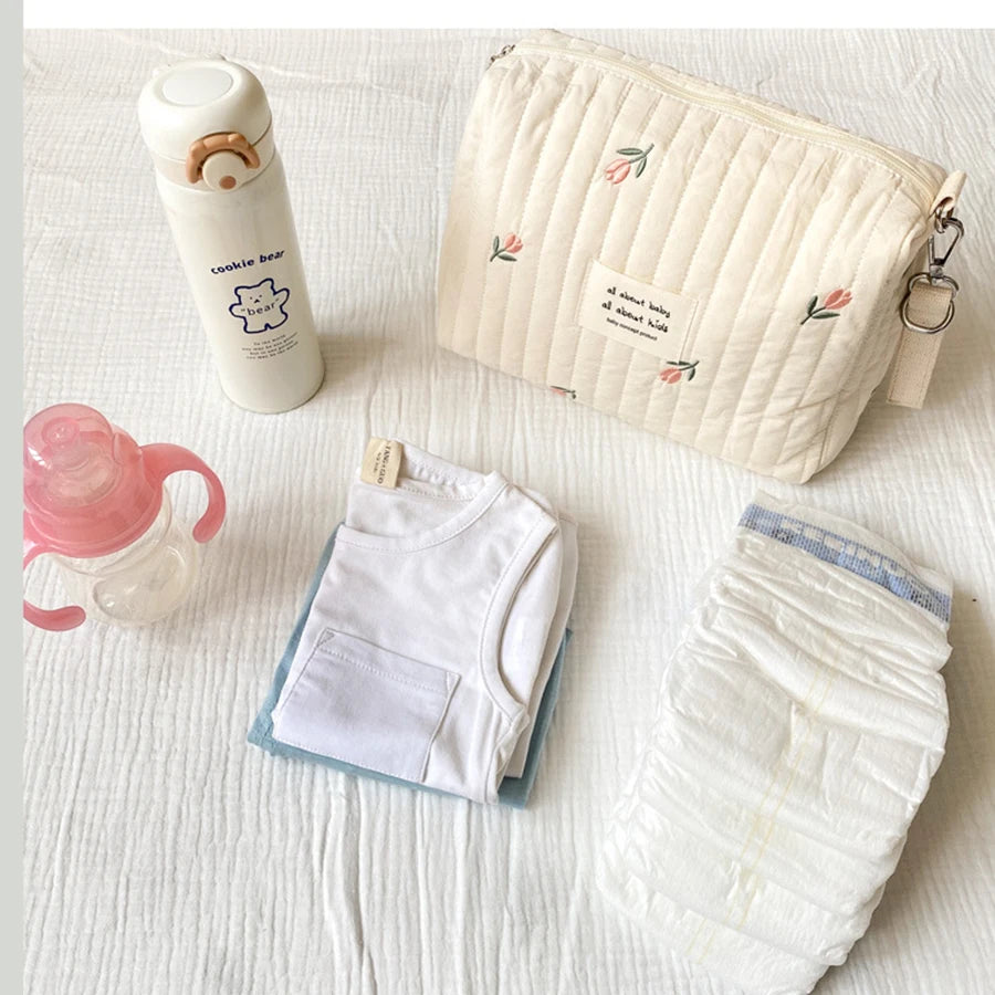 Trousse à langer bébé matelassée | Grande capacité pour couches, lingettes & accessoires