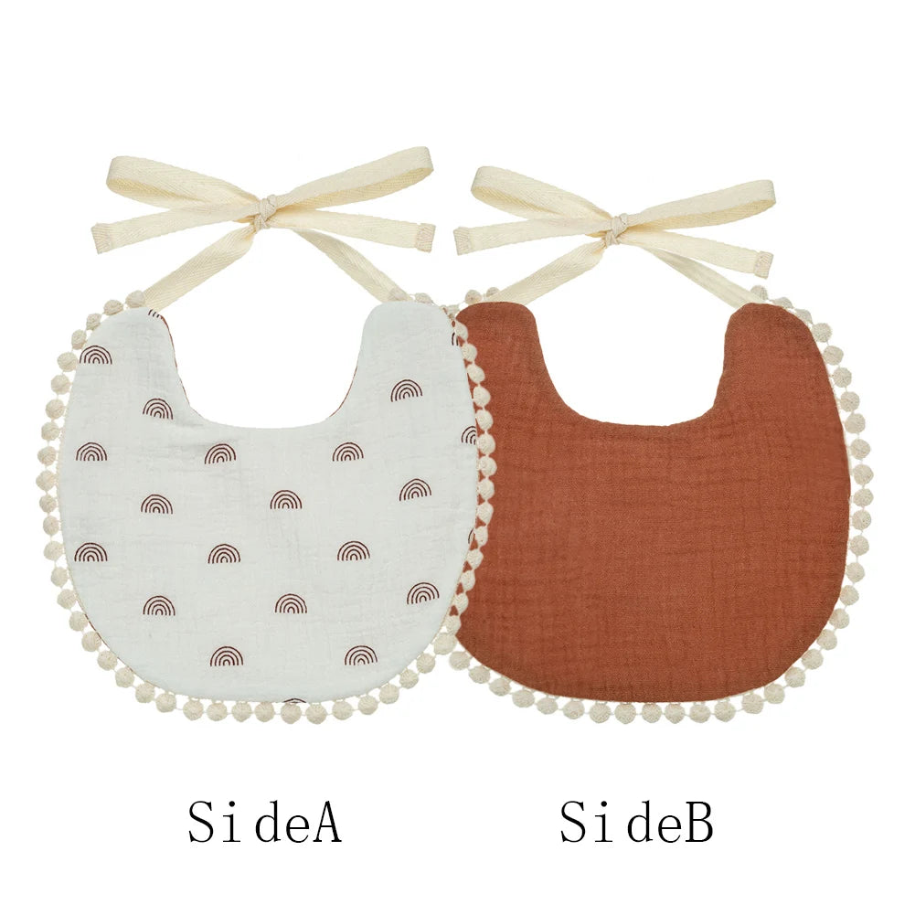 Bavoir bébé en mousseline de coton | Double face, absorbant et réglable