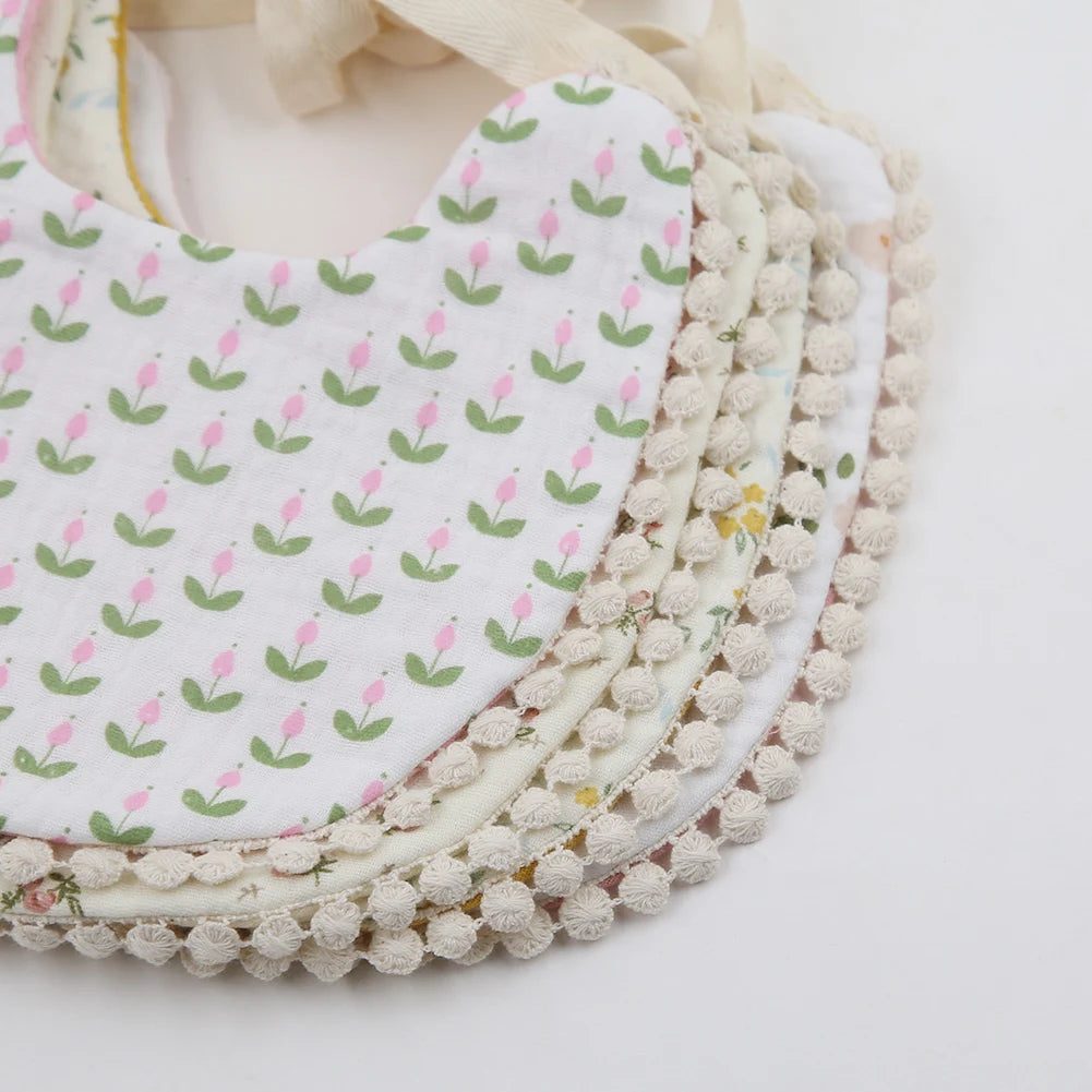 Bavoir bébé en mousseline de coton | Double face, absorbant et réglable