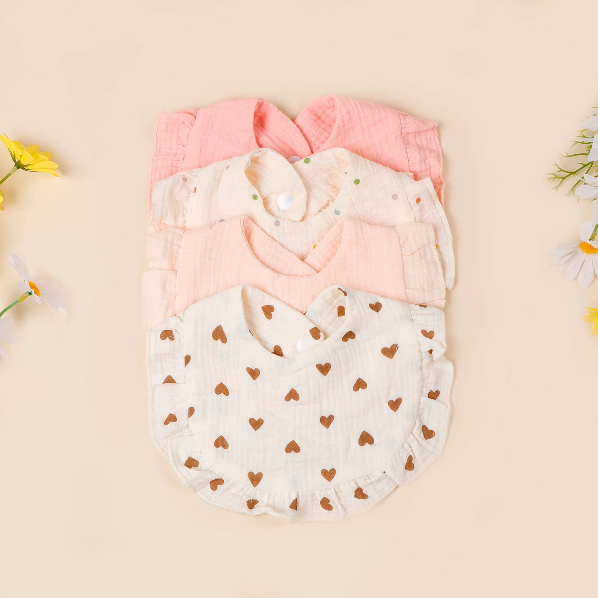 Lot de 4 bavoirs bandana en mousseline de coton | Doux, absorbants & réglables pour bébé