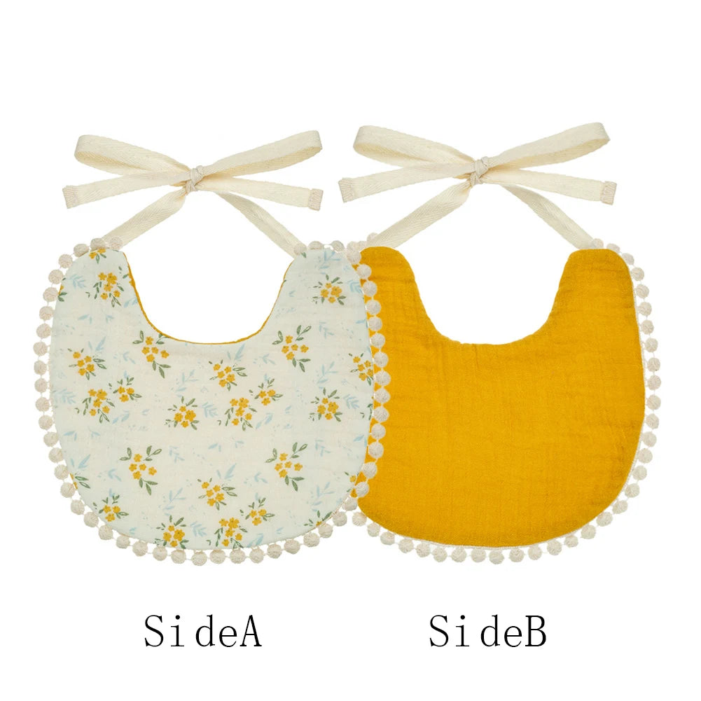 Bavoir bébé en mousseline de coton | Double face, absorbant et réglable