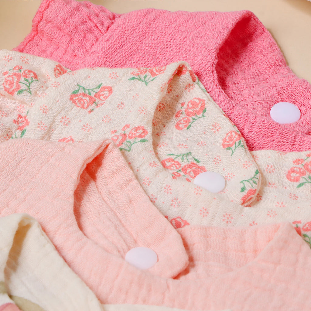 Lot de 4 bavoirs bandana en mousseline de coton | Doux, absorbants & réglables pour bébé