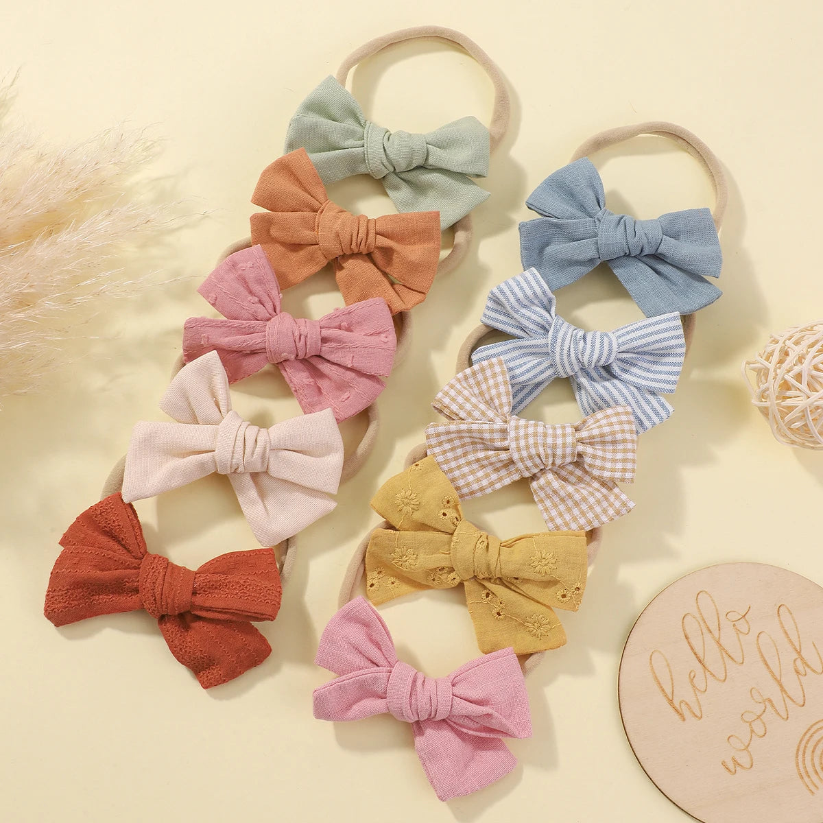 Lot de 10 bandeaux à nœud pour bébé fille – Nylon ultra doux