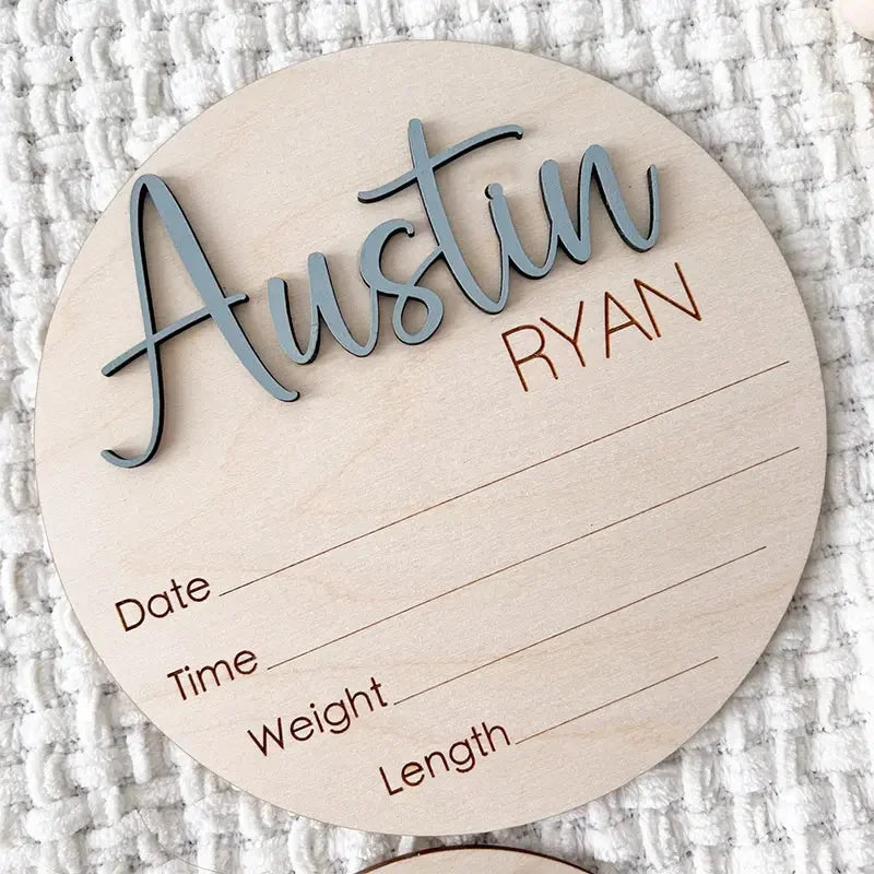 Plaque de naissance personnalisée en bois – Prénom de bébé