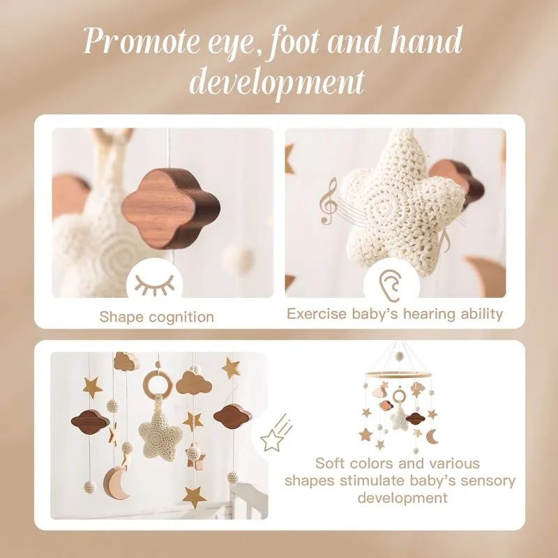 DreamMobile™ – Mobile musical en bois pour lit de bébé