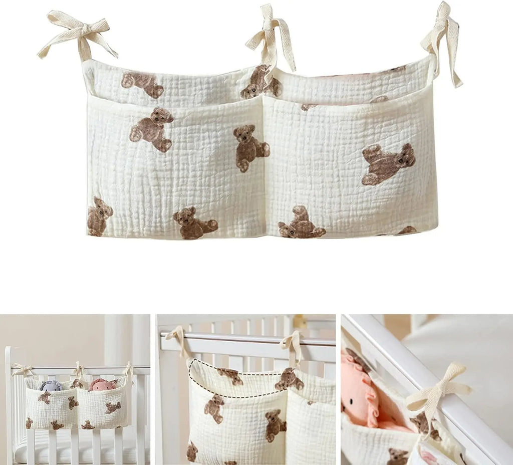 Organisateur de Lit Bébé en Coton – Rangement Suspendu