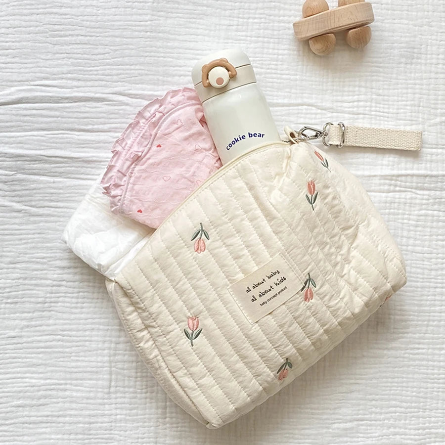 Trousse à langer bébé matelassée | Grande capacité pour couches, lingettes & accessoires