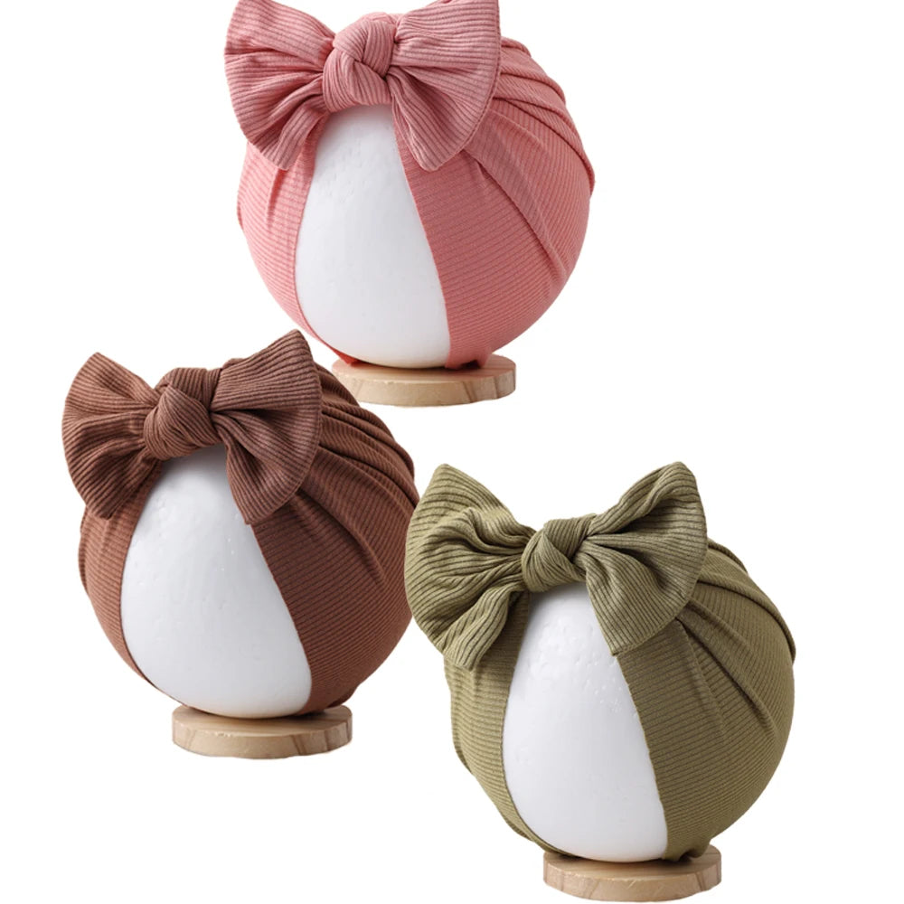 Lot de 3 Bonnets Turban Bébé en Coton – Doux, Extensibles et Élégants