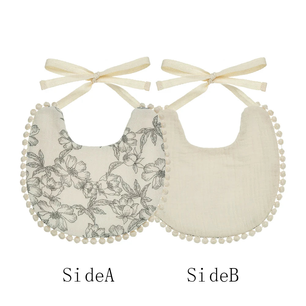 Bavoir bébé en mousseline de coton | Double face, absorbant et réglable