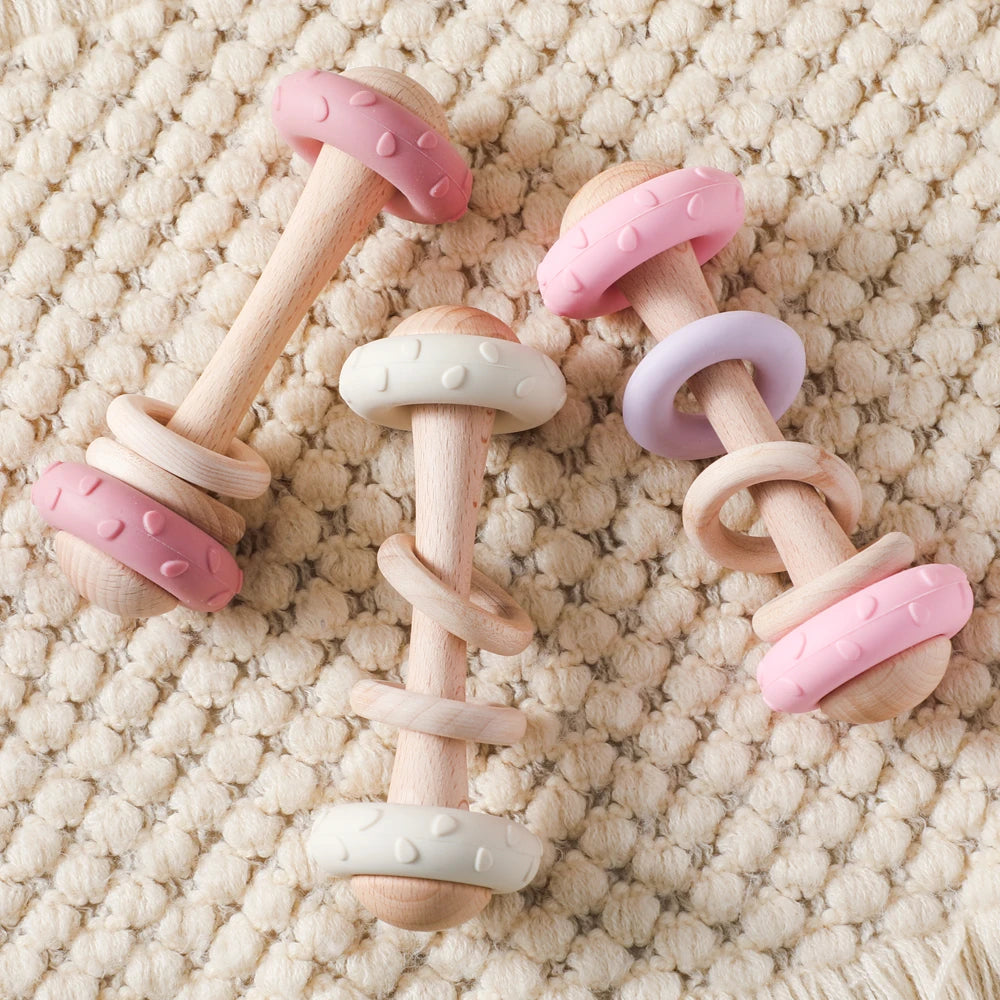 Hochet de Dentition en Silicone & Bois Naturel