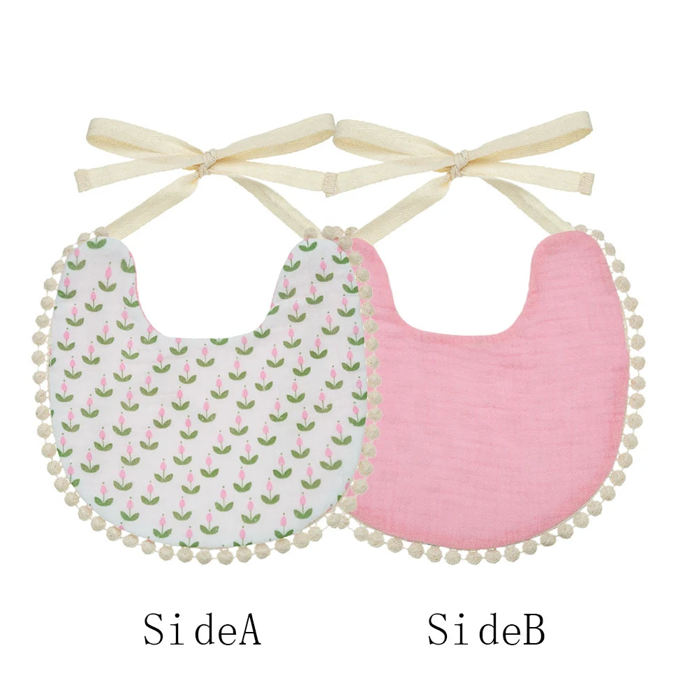 Bavoir bébé en mousseline de coton | Double face, absorbant et réglable