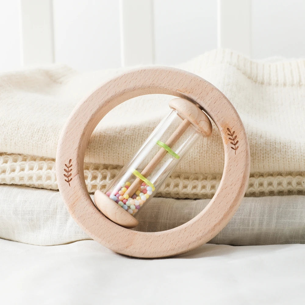 Hochet Pluie Montessori en Bois – Éveil Sensoriel