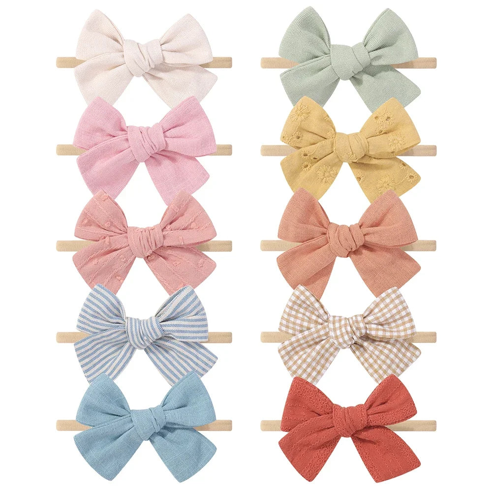 Lot de 10 bandeaux à nœud pour bébé fille – Nylon ultra doux