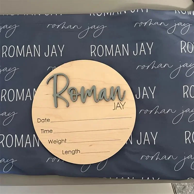 Plaque de naissance personnalisée en bois – Prénom de bébé