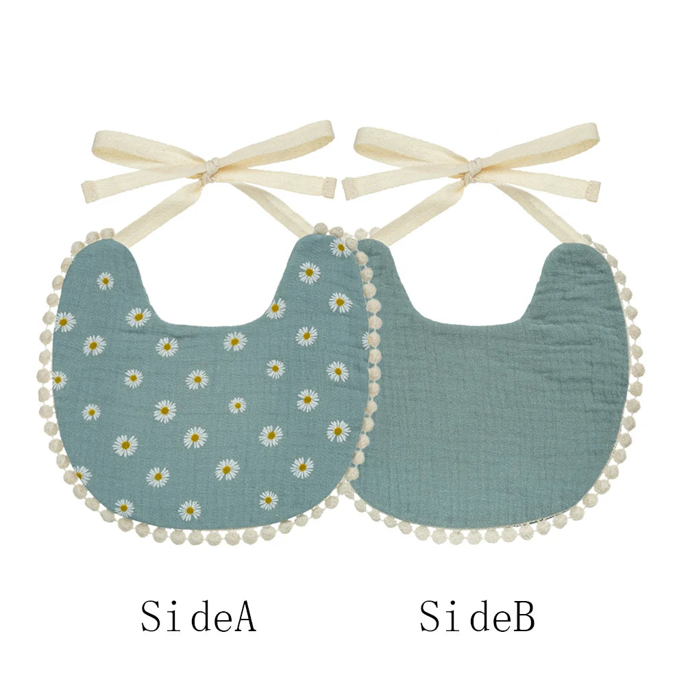 Bavoir bébé en mousseline de coton | Double face, absorbant et réglable
