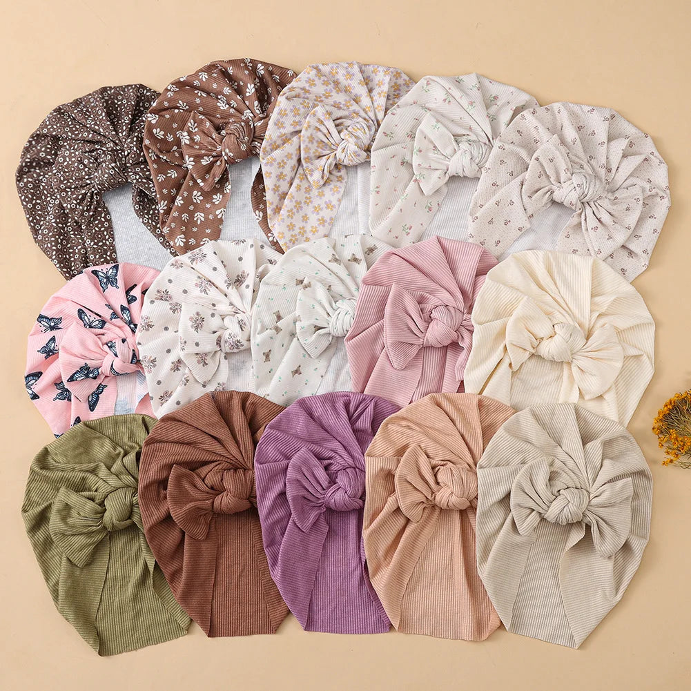 Lot de 3 Bonnets Turban Bébé en Coton – Doux, Extensibles et Élégants
