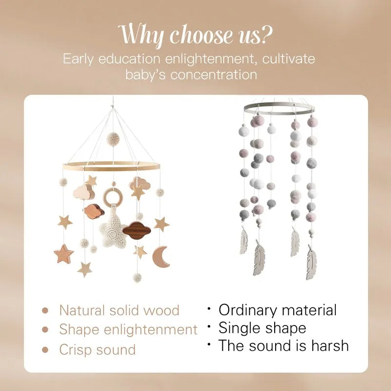DreamMobile™ – Mobile musical en bois pour lit de bébé