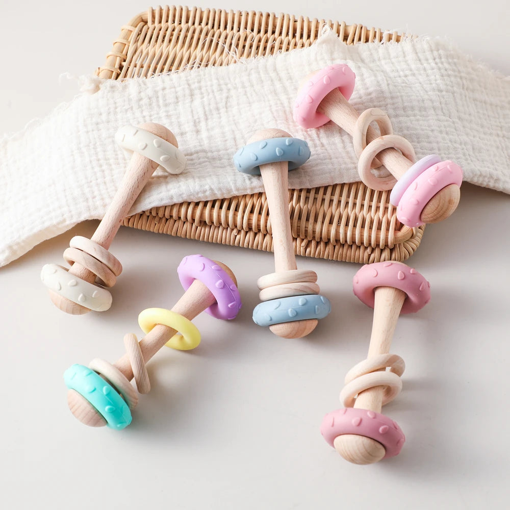 Hochet de Dentition en Silicone & Bois Naturel