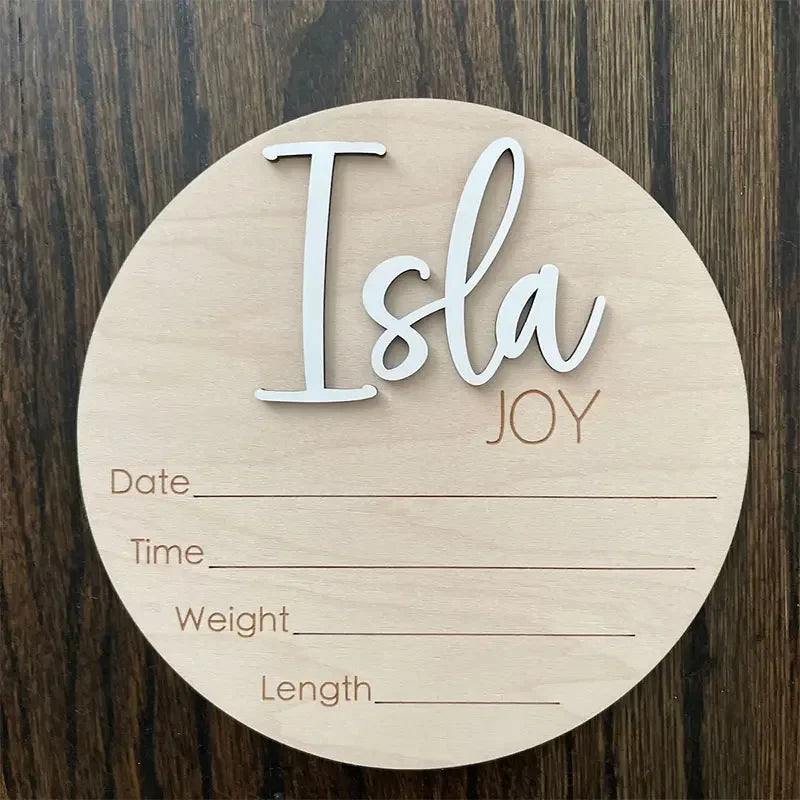 Plaque de naissance personnalisée en bois – Prénom de bébé