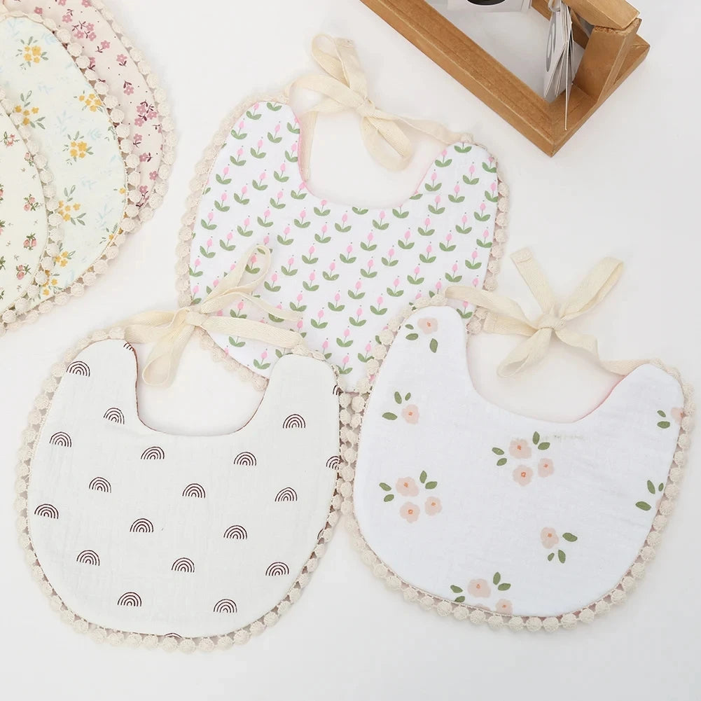 Bavoir bébé en mousseline de coton | Double face, absorbant et réglable