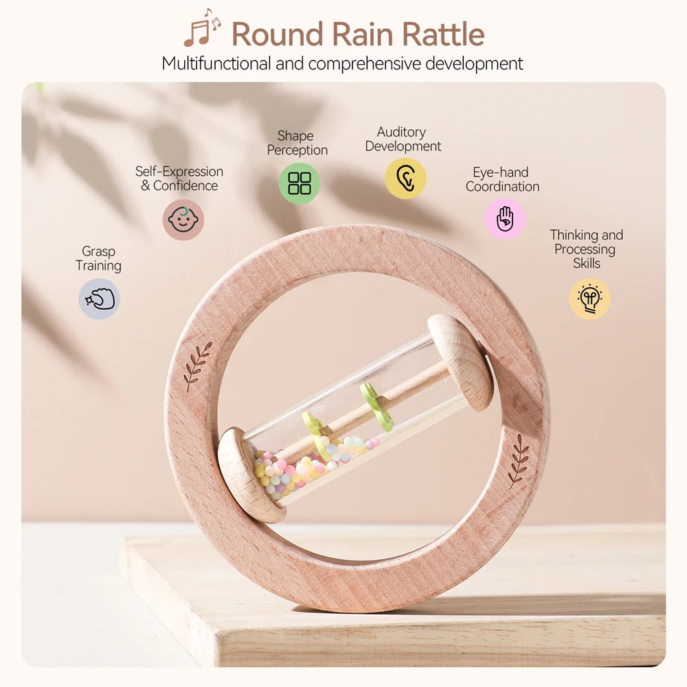 Hochet Pluie Montessori en Bois – Éveil Sensoriel