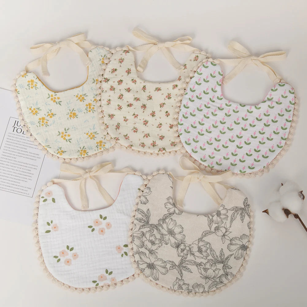 Bavoir bébé en mousseline de coton | Double face, absorbant et réglable